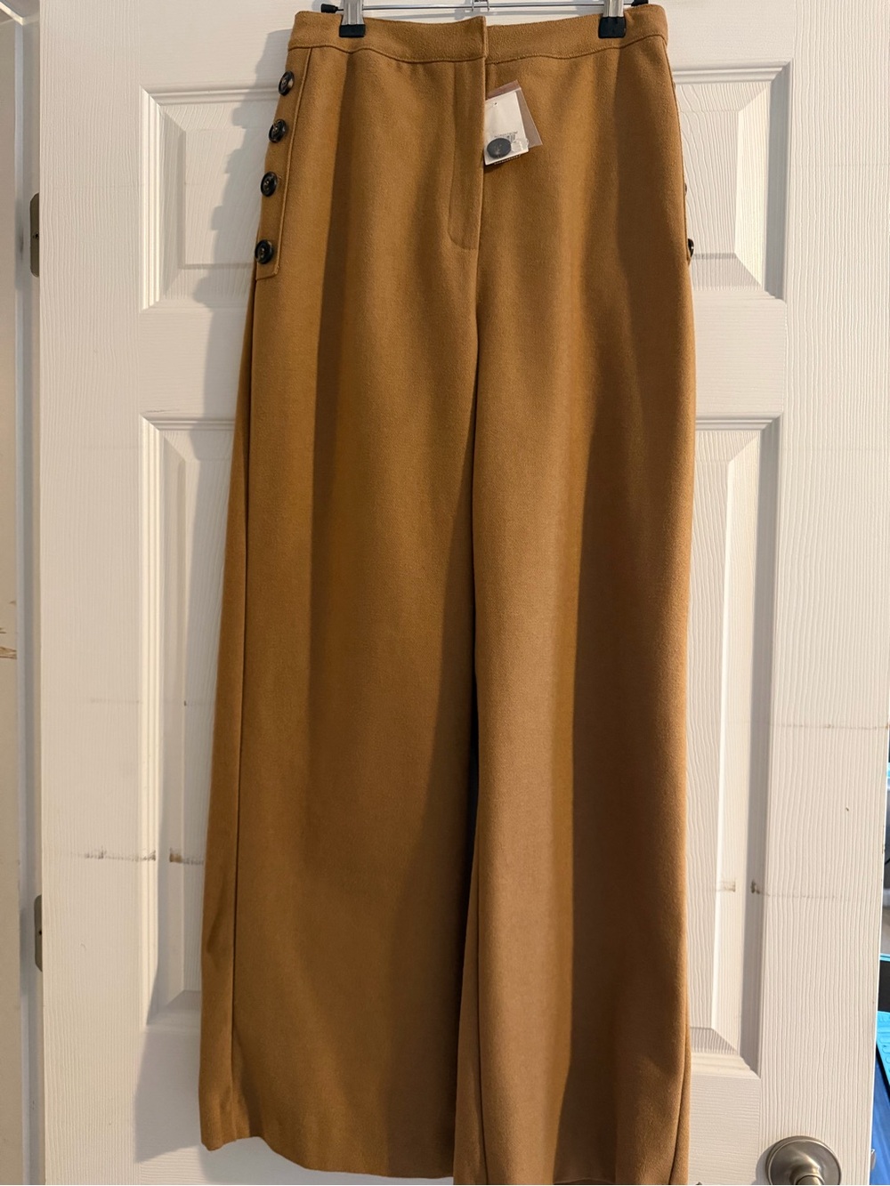 Nordstrom Camel Wide-Leg Trousers with Side Buttons